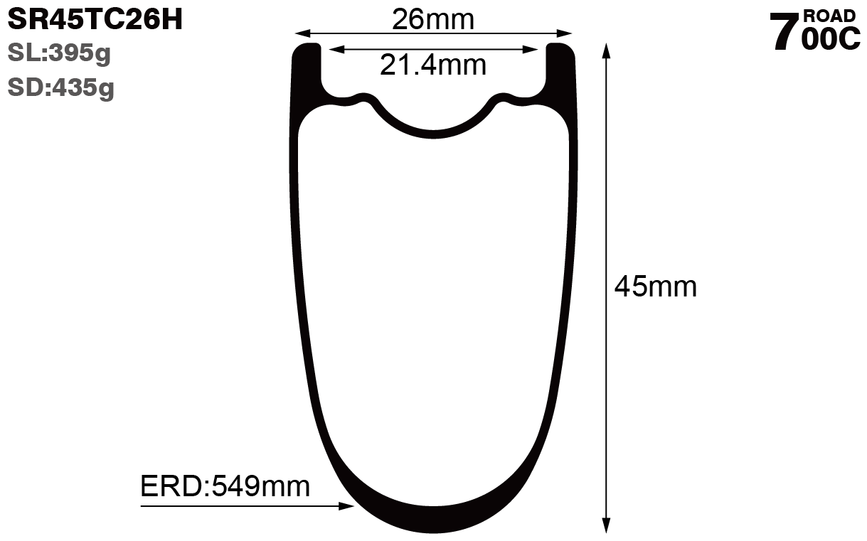 700C-I21.4-D45-symmetric-road-bike-hookless-clincher-carbon-rims-and-wheels-profile-drawing