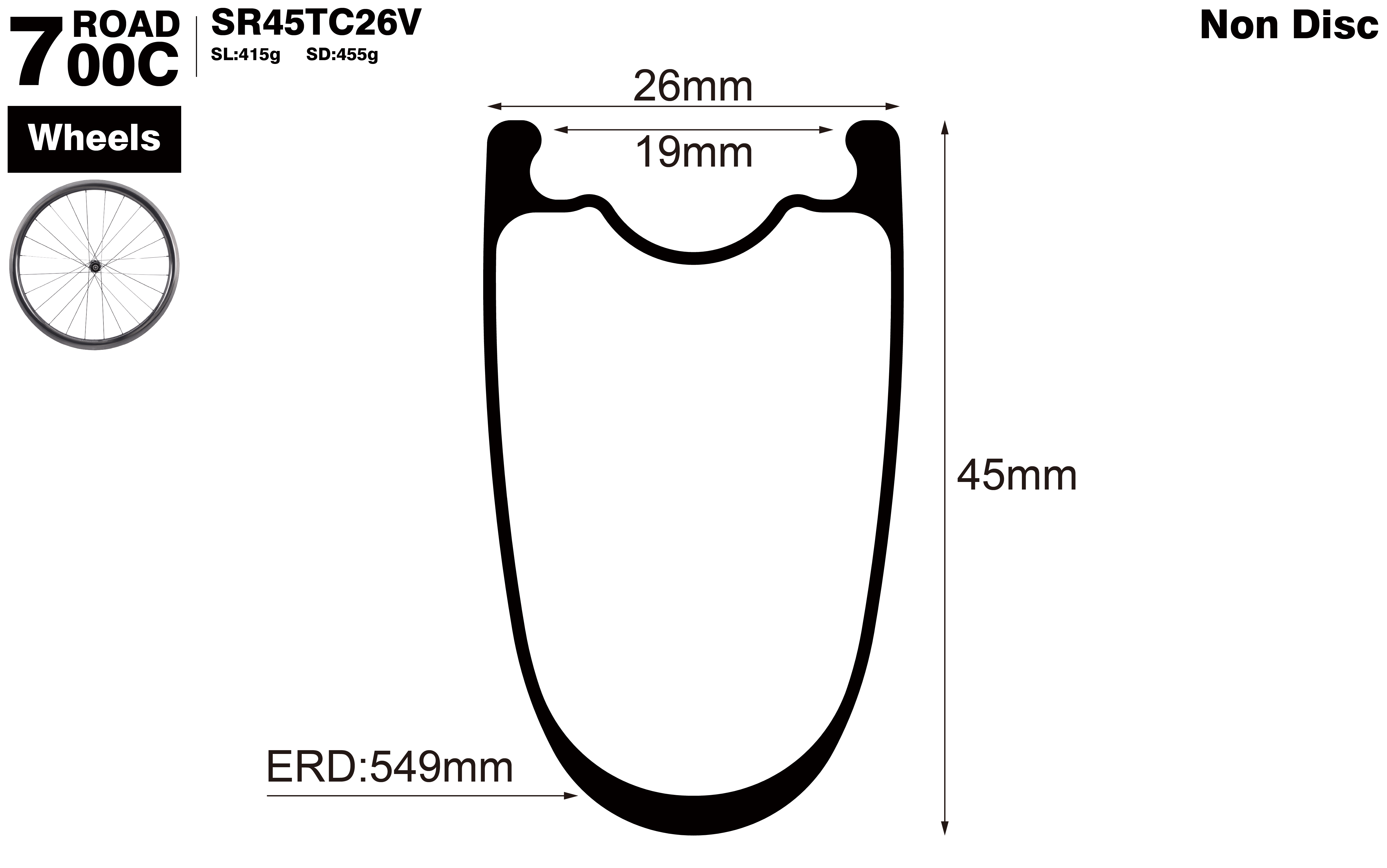 700C-I19-D45-symmetric-road-bike-clincher-carbon-wheels-profile-drawing