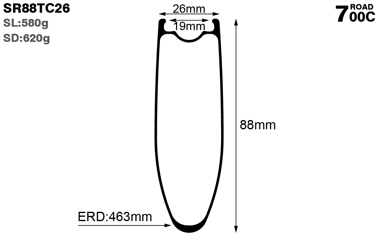 700C-I19-D88-symmetric-road-bike-clincher-carbon-rims-and-wheels-profile-drawing