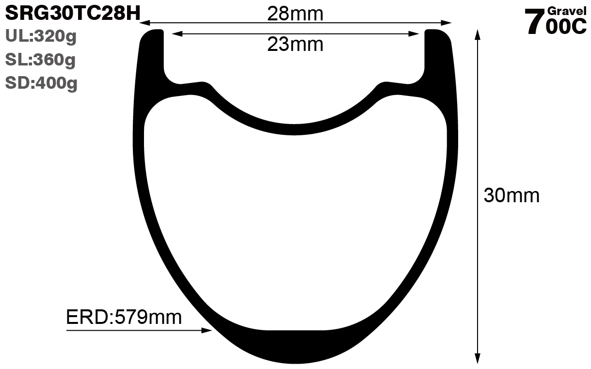 700C-I23-D30-symmetric-road-bike-hookless-clincher-carbon-rims-and-wheels-profile-drawing
