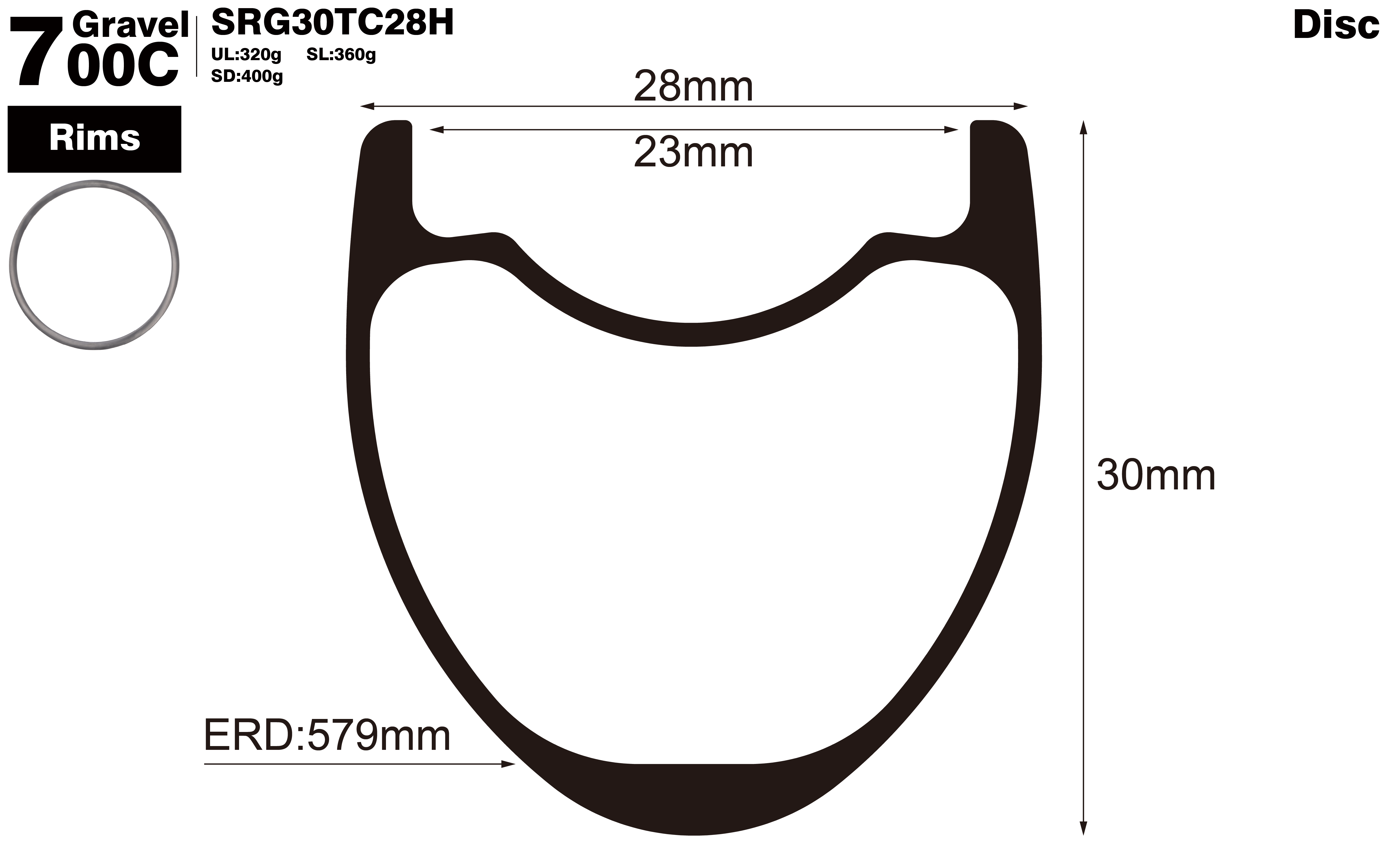 700C-I23-D30-symmetric-road-bike-hookless-clincher-carbon-rims-profile-drawing