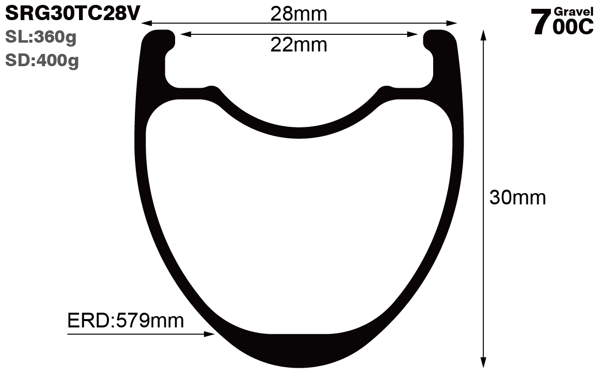 700C-I22-D30-symmetric-road-bike-clincher-carbon-rims-and-wheels-profile-drawing