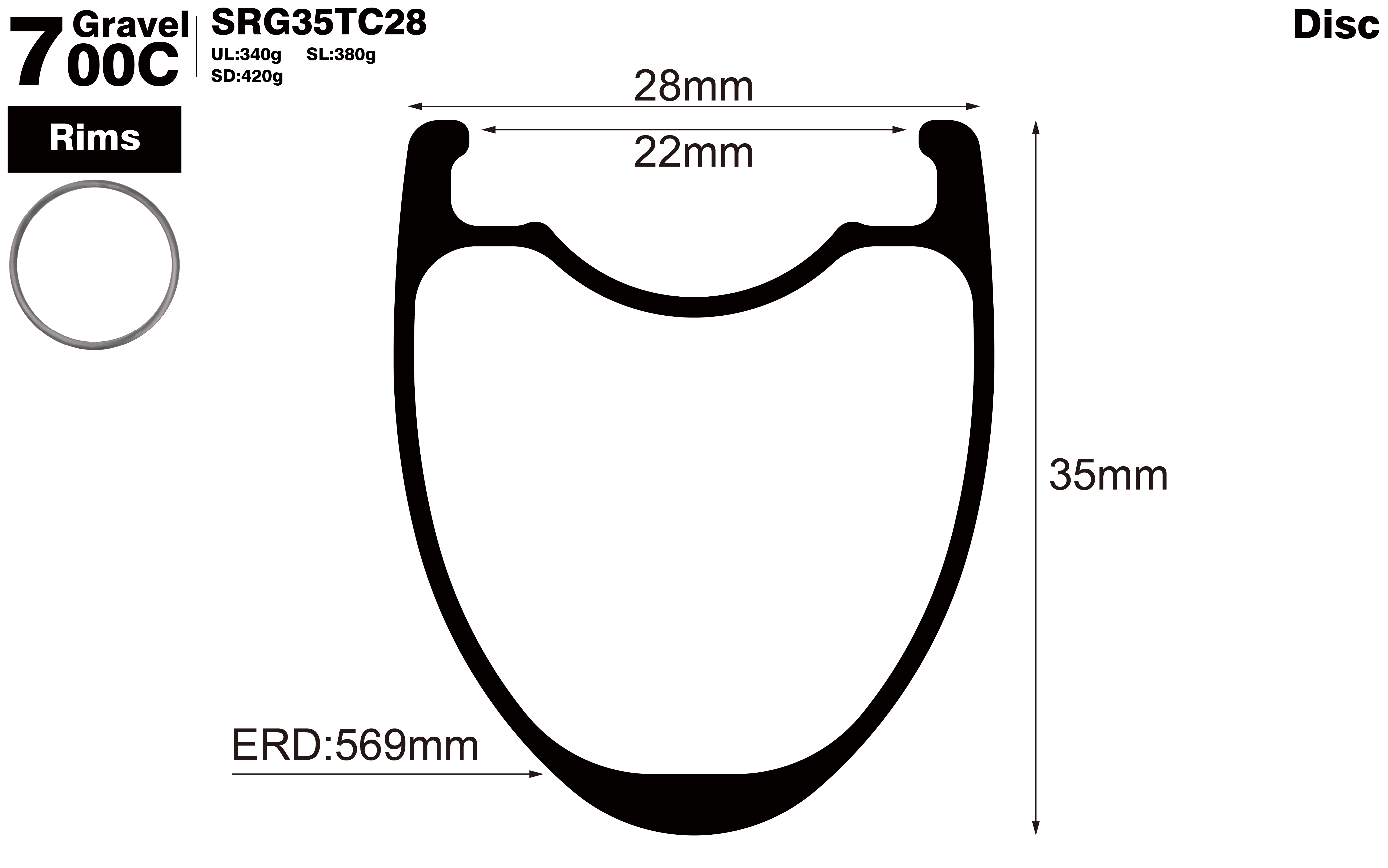 700C-I22-D35-symmetric-road-bike-clincher-carbon-rims-profile-drawing