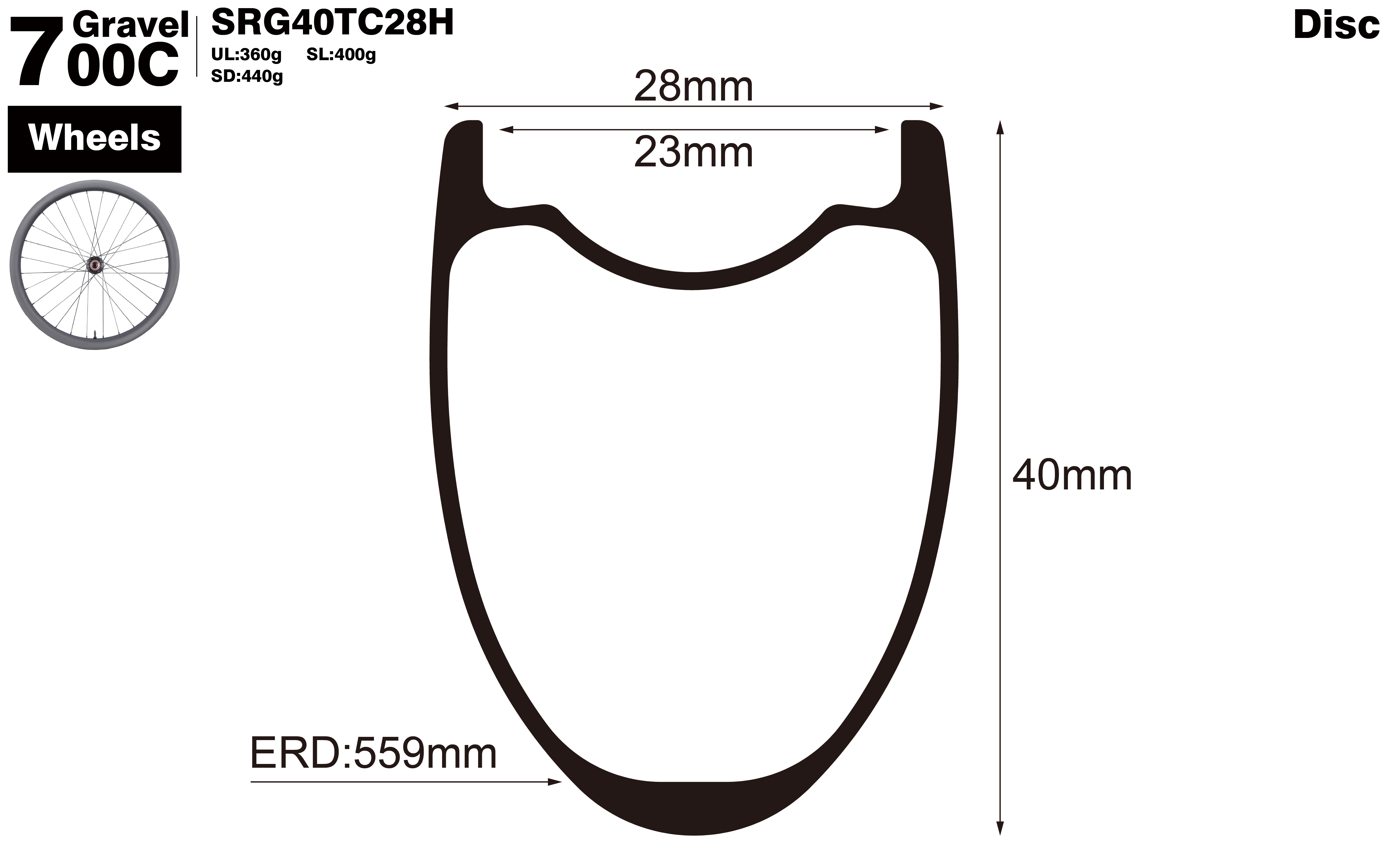 700C-I23-D40-symmetric-road-bike-hookless-clincher-carbon-wheels-profile-drawing