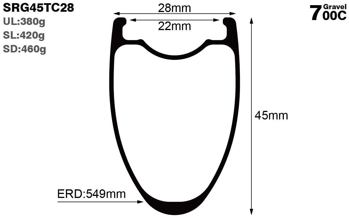 700C-I22-D45-symmetric-road-bike-clincher-carbon-rims-and-wheels-profile-drawing