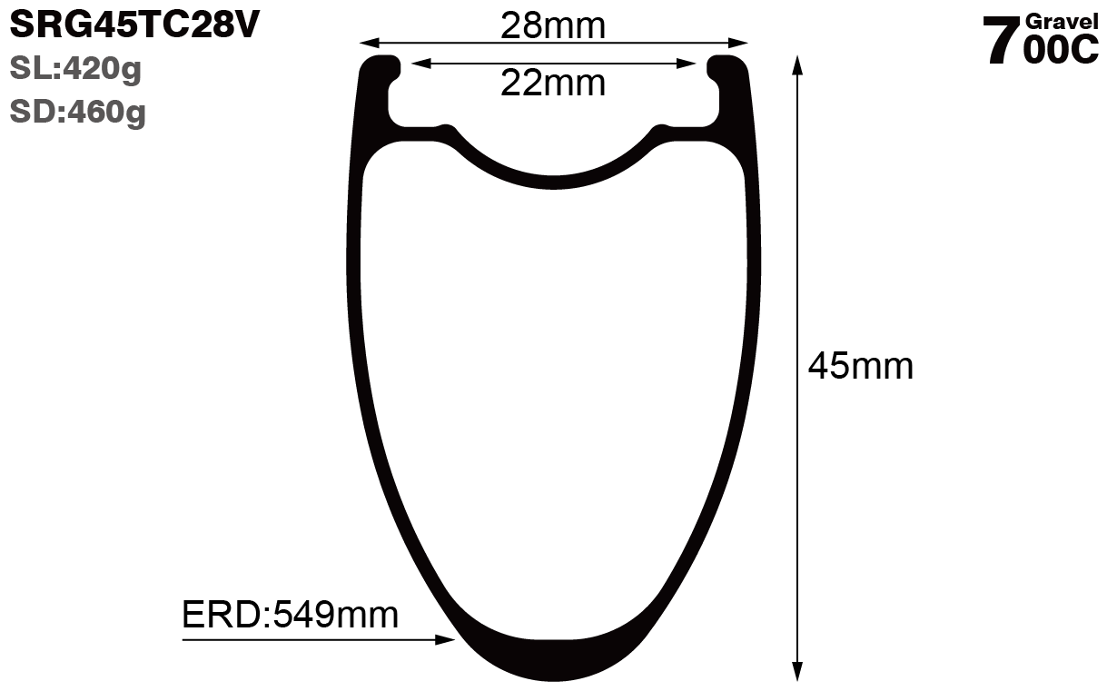 700C-I28-D45-symmetric-road-bike-clincher-carbon-hook-rims-and-wheels-profile-drawing