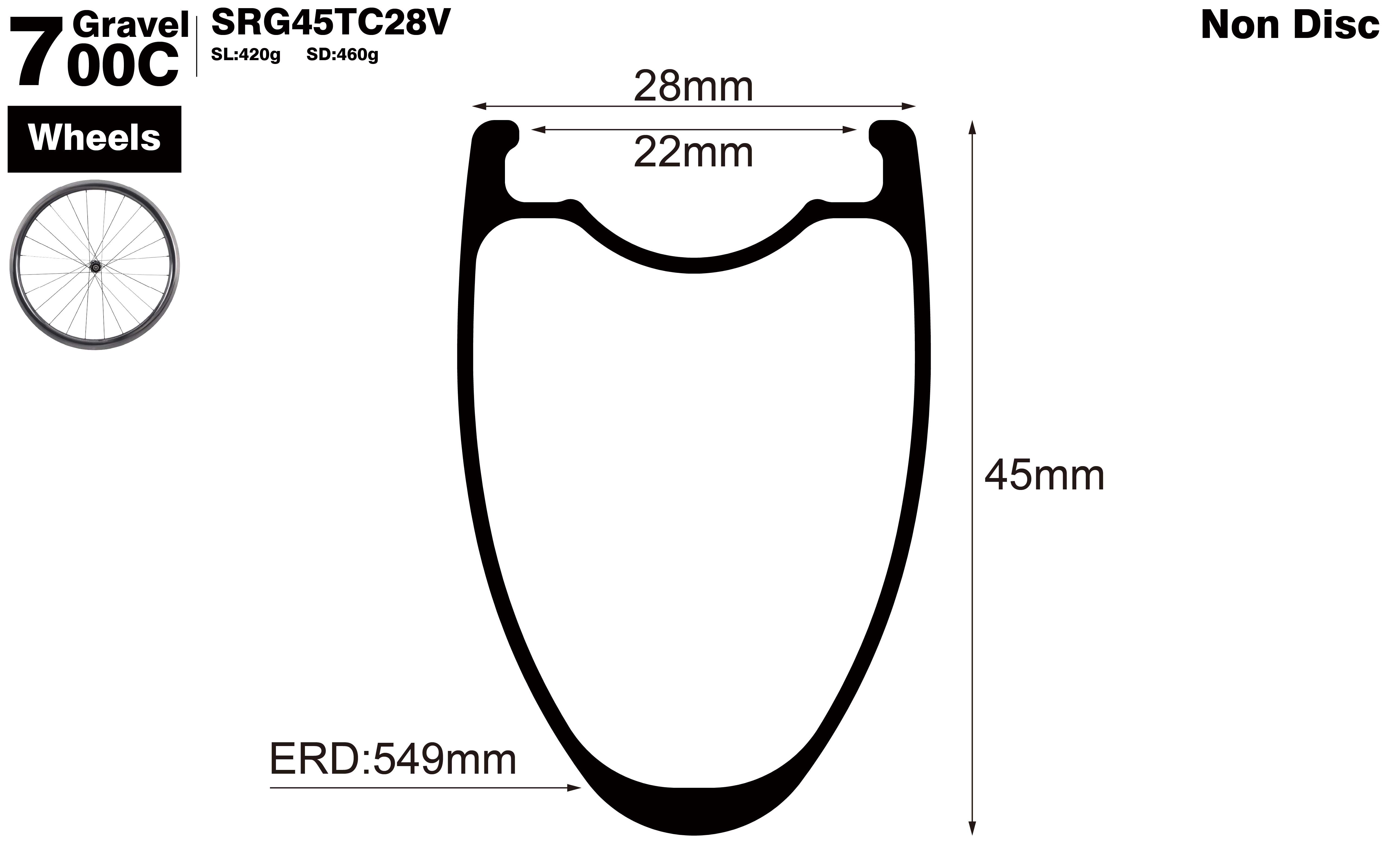 700C-I28-D45-symmetric-road-bike-clincher-carbon-hook-wheels-profile-drawing