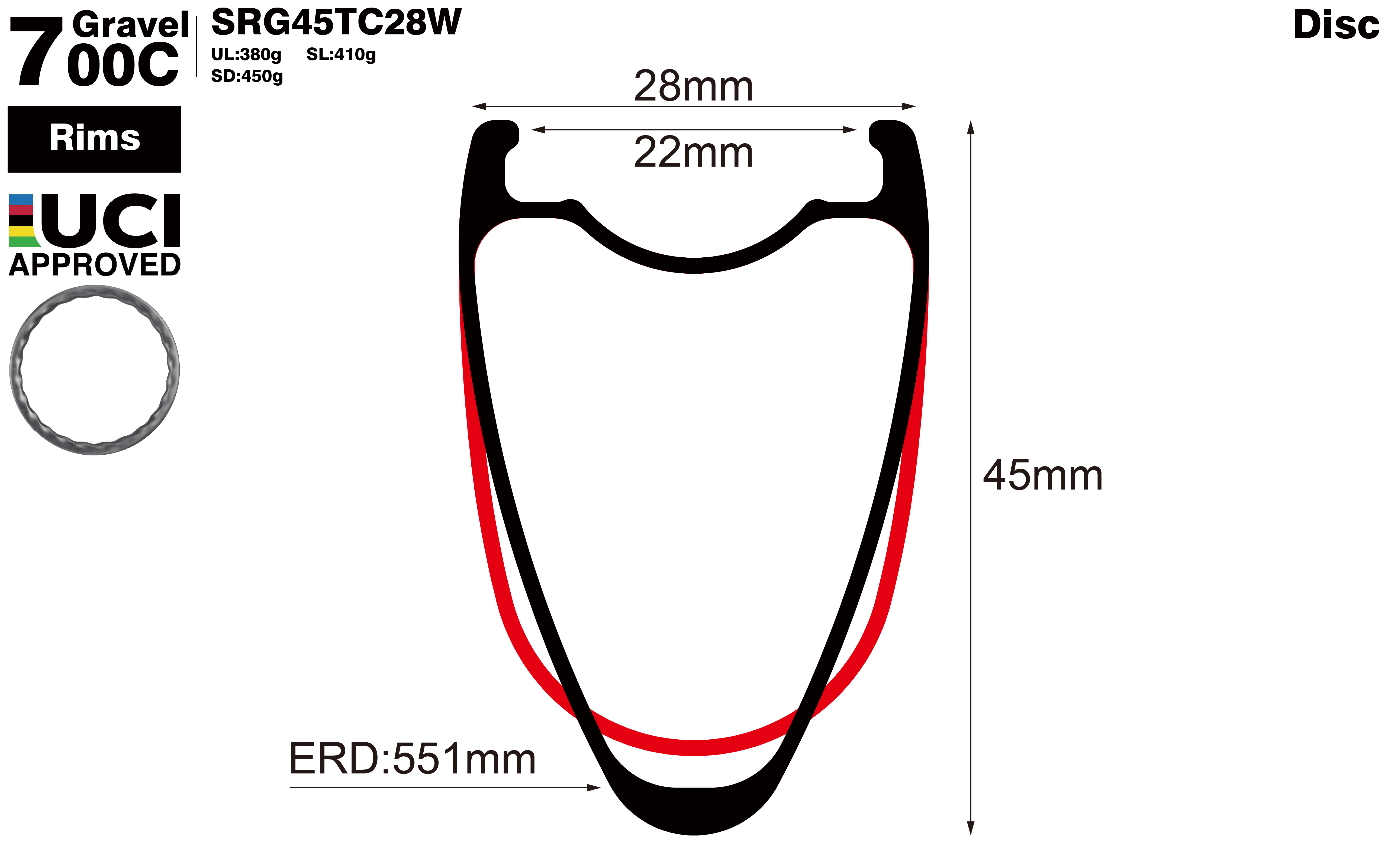700C-I22-D45-symmetric-road-bike-gravel-carbon-rims-profile-drawing