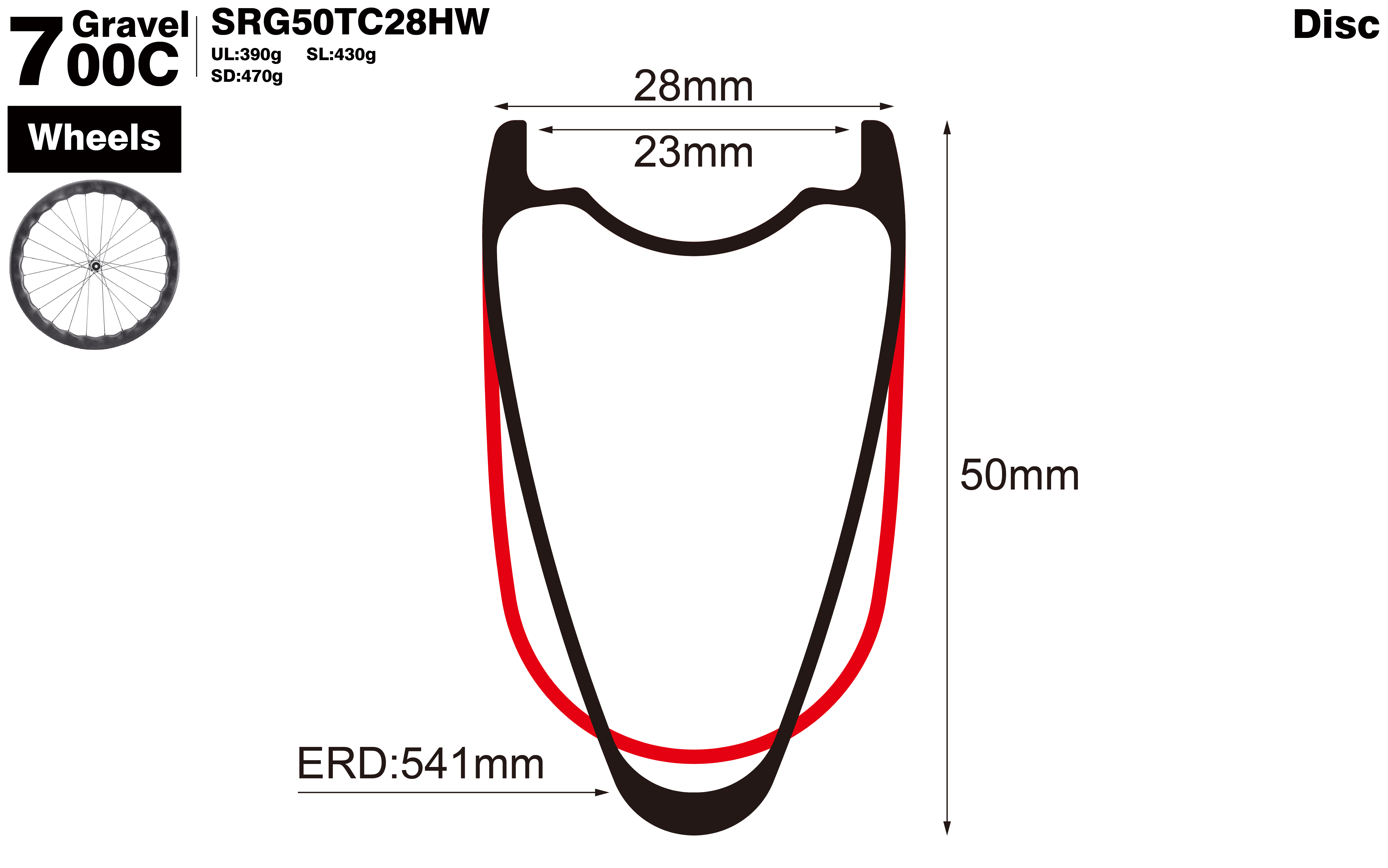 700C-I23-D50-symmetric-road-bike-hookless-gravel-carbon-wheels-profile-drawing