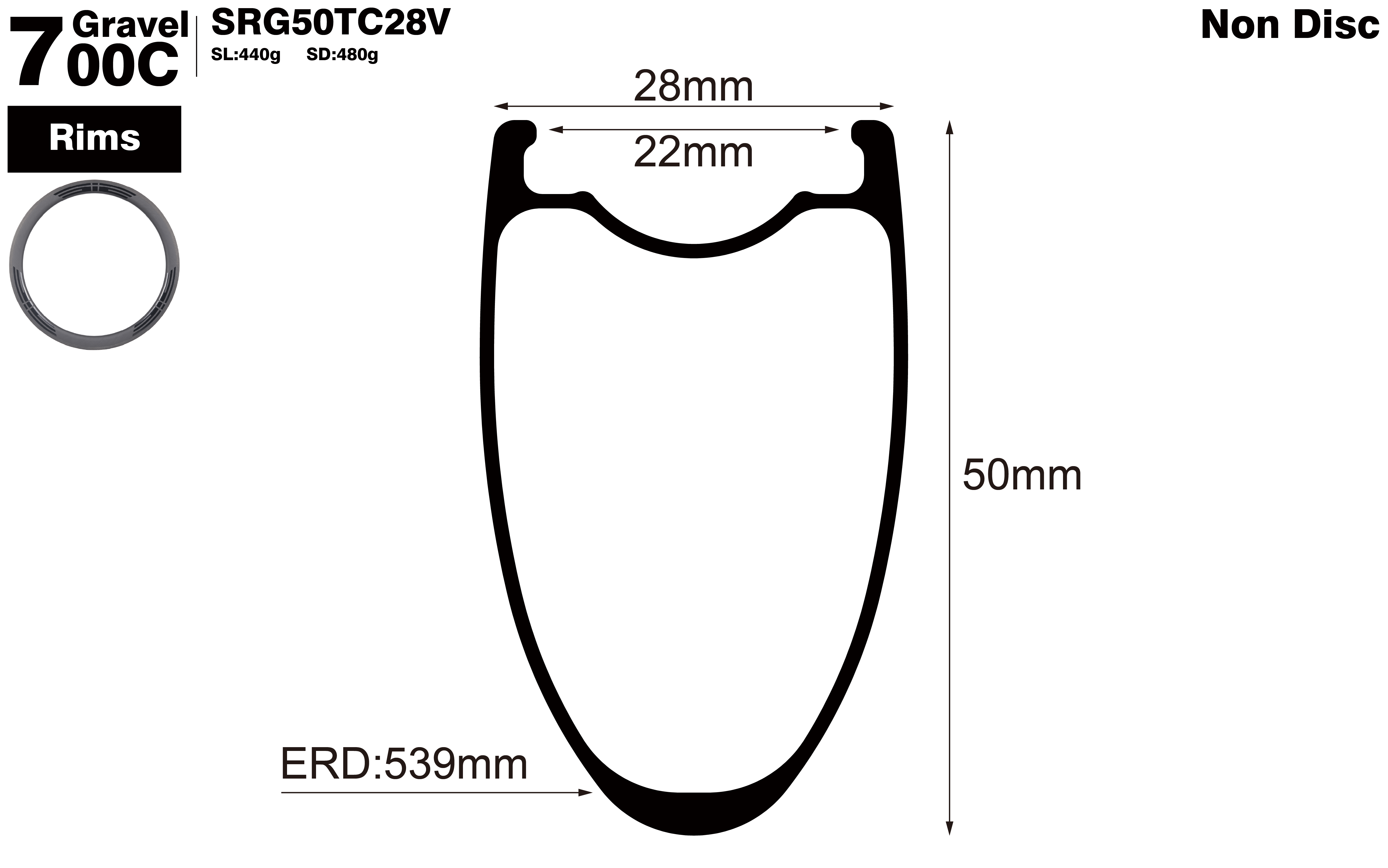 700C-I22-D50-symmetric-road-bike-clincher-carbon-hook-rims-profile-drawing