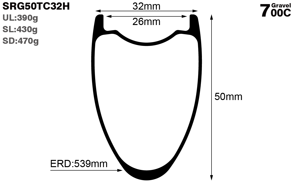 700C-I26-D50-symmetric-road-bike-hookless-gravel-carbon-rims-and-wheels-profile-drawing
