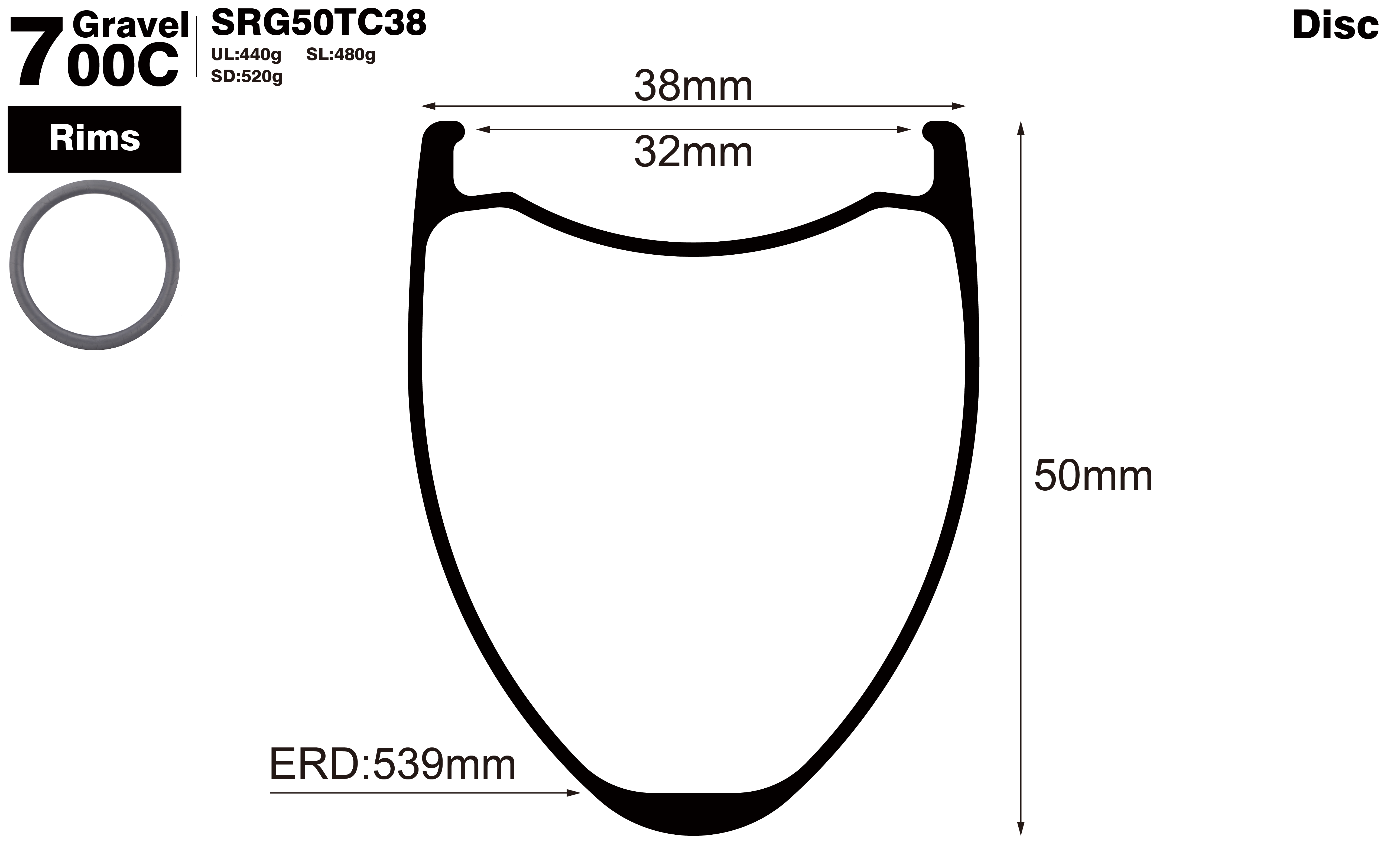 700C-I32-D50-symmetric-road-bike-clincher-carbon-rims-profile-drawing