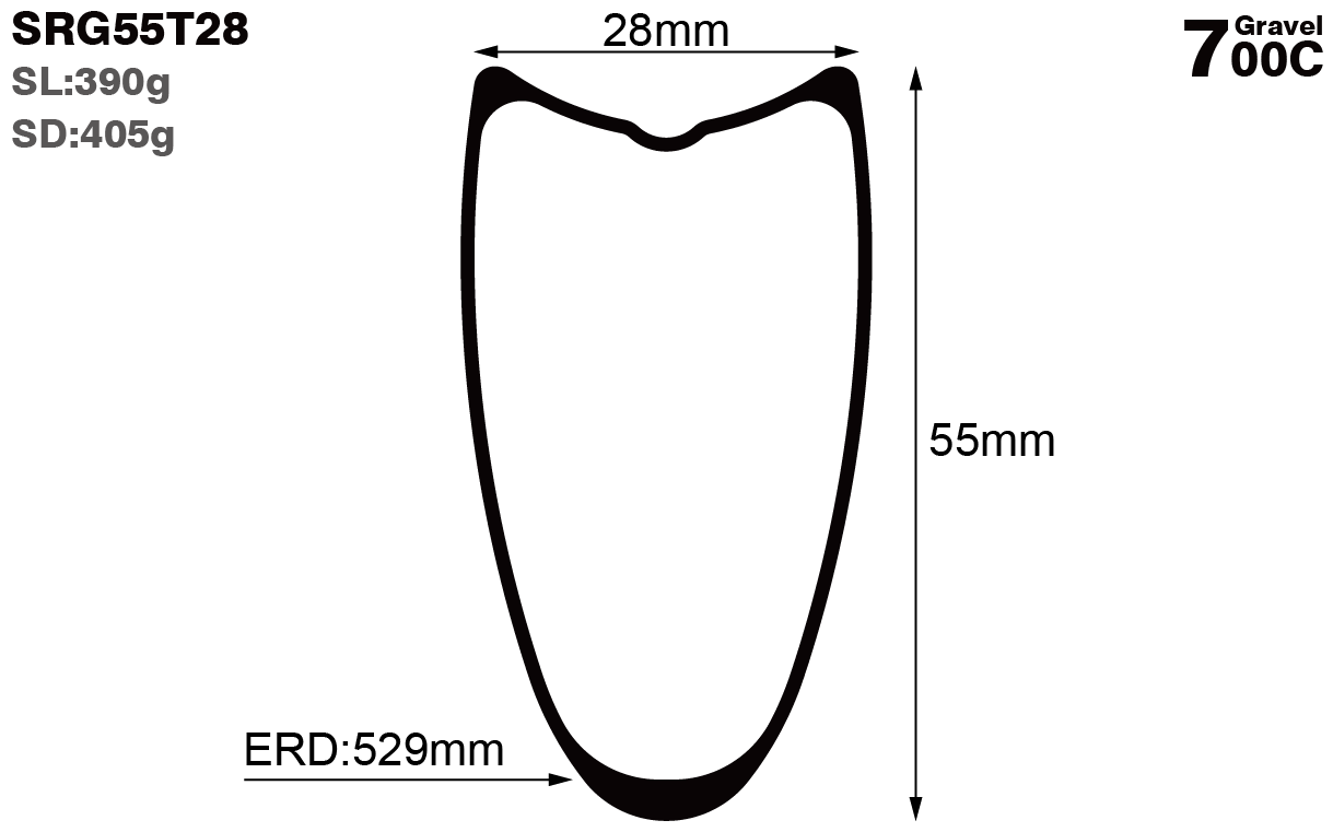 700C-I28-D55-symmetric-road-bike-tubular-carbon-rims-and-wheels-profile-drawing