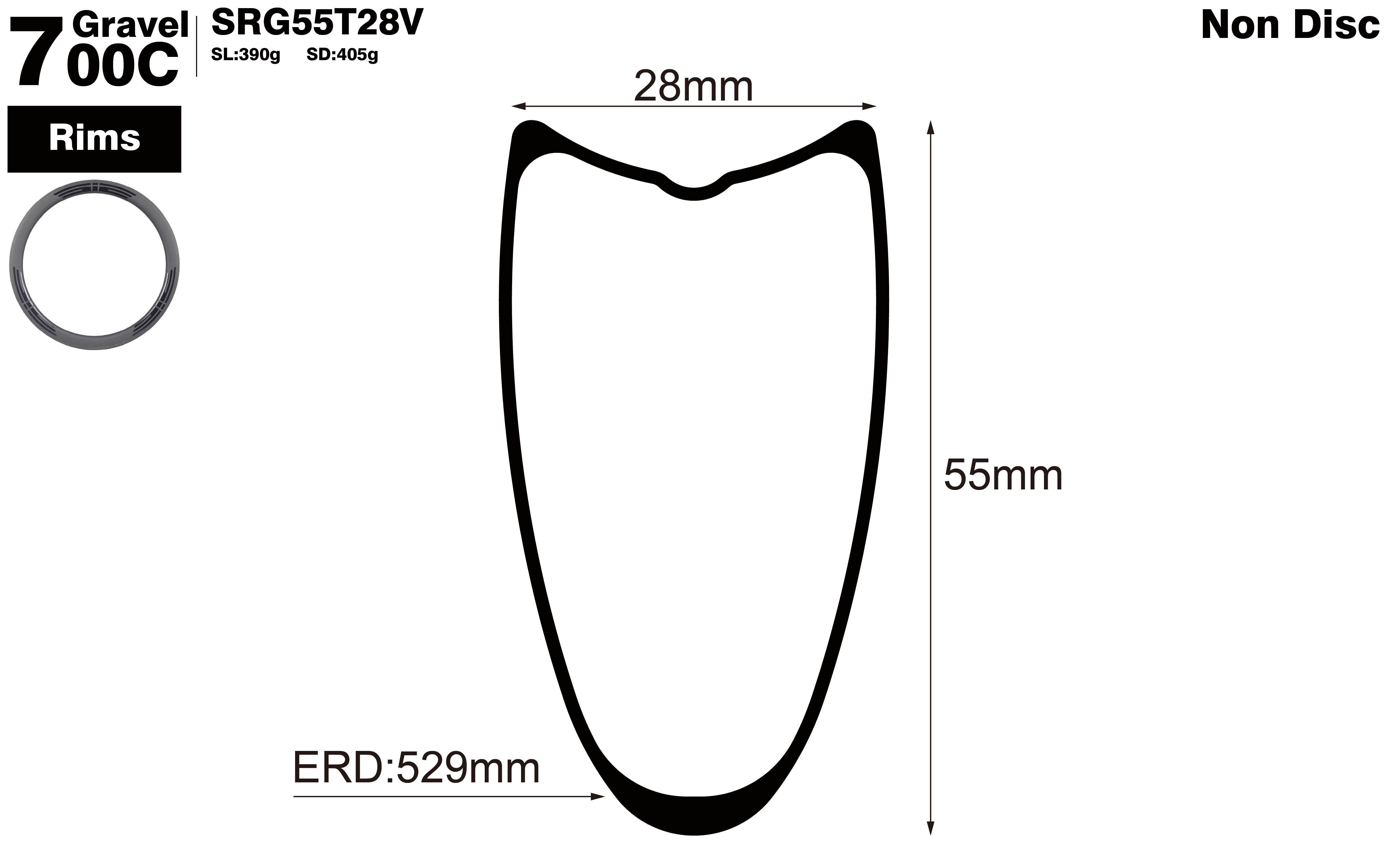 700C-I28-D55-symmetric-road-bike-tubular-carbon-rims-profile-drawing