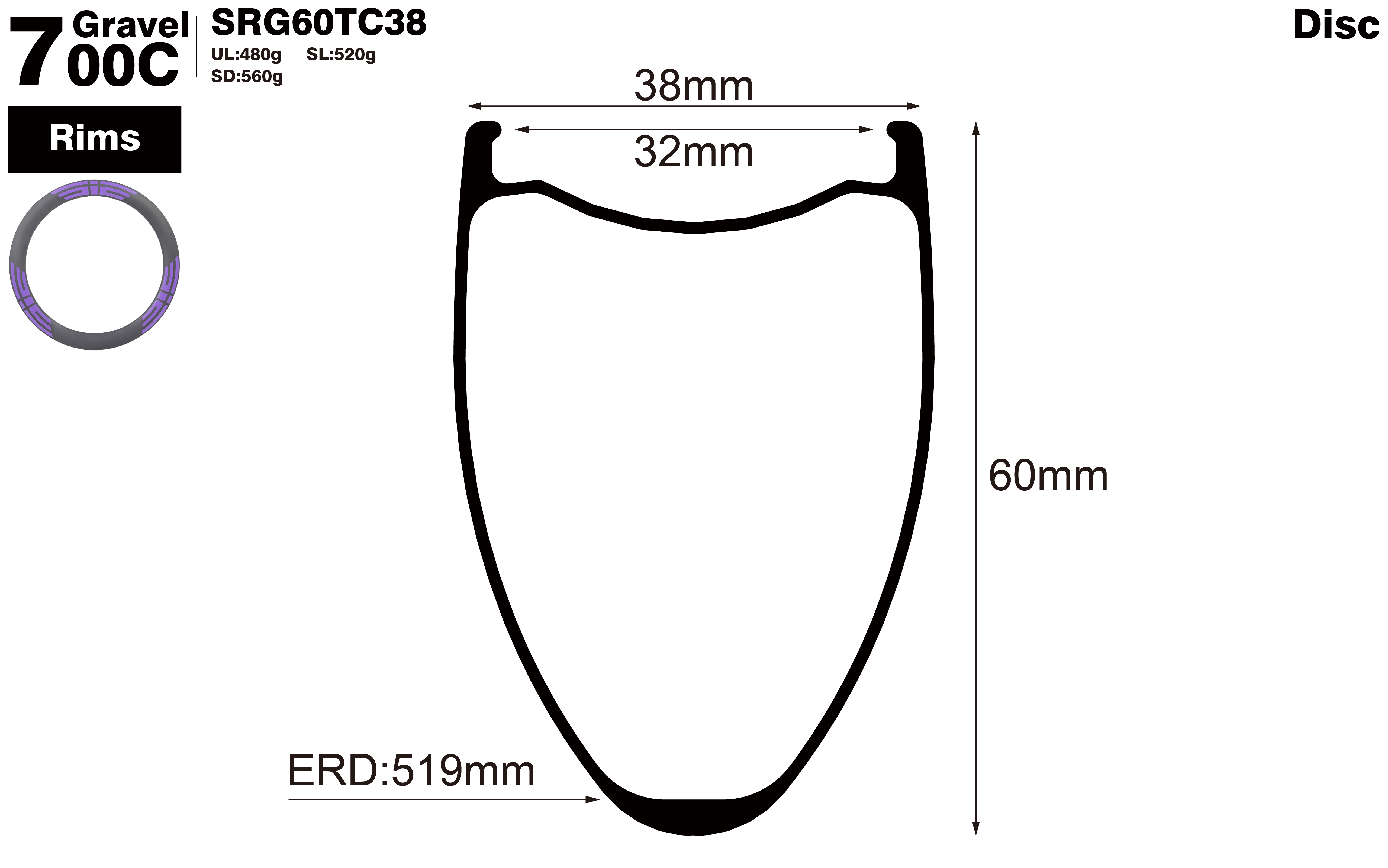 700C-I32-D60-symmetric-road-bike-clincher-carbon-rims-profile-drawing